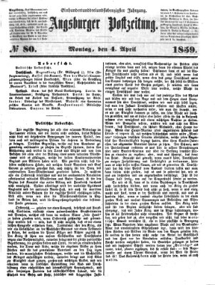 Augsburger Postzeitung Montag 4. April 1859