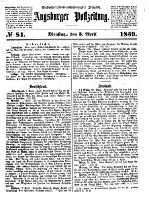 Augsburger Postzeitung Dienstag 5. April 1859