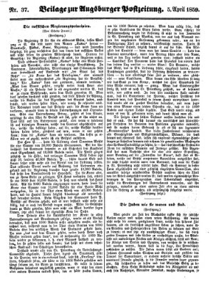 Augsburger Postzeitung Dienstag 5. April 1859