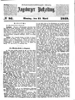 Augsburger Postzeitung Montag 11. April 1859