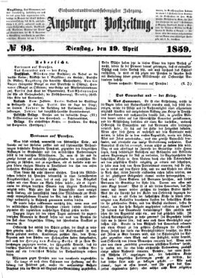 Augsburger Postzeitung Dienstag 19. April 1859