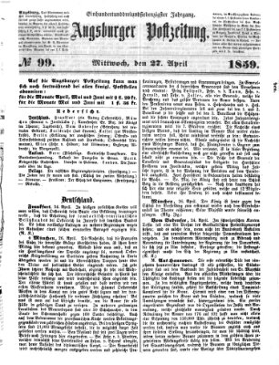 Augsburger Postzeitung Mittwoch 27. April 1859