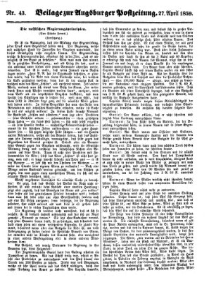 Augsburger Postzeitung Mittwoch 27. April 1859