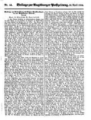 Augsburger Postzeitung Samstag 30. April 1859