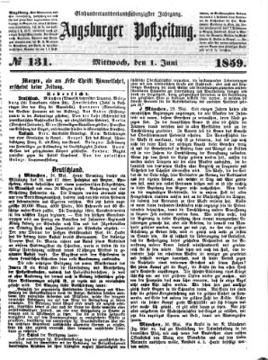 Augsburger Postzeitung Mittwoch 1. Juni 1859