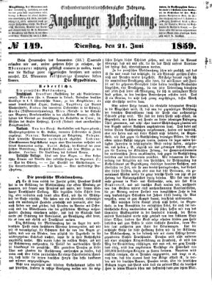 Augsburger Postzeitung Dienstag 21. Juni 1859