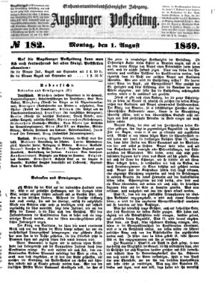 Augsburger Postzeitung Montag 1. August 1859