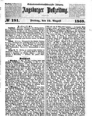 Augsburger Postzeitung Freitag 12. August 1859