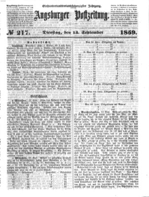 Augsburger Postzeitung Dienstag 13. September 1859