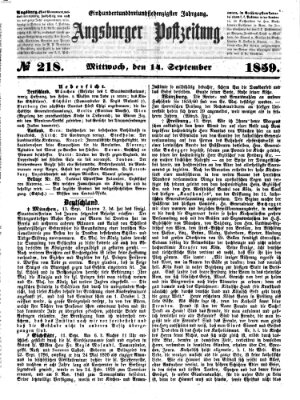 Augsburger Postzeitung Mittwoch 14. September 1859