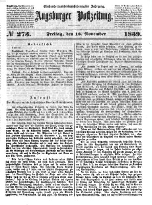 Augsburger Postzeitung Freitag 18. November 1859