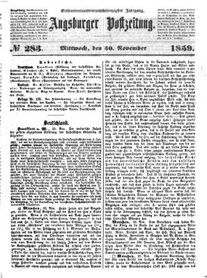 Augsburger Postzeitung Mittwoch 30. November 1859