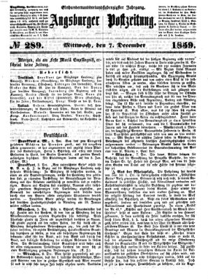 Augsburger Postzeitung Mittwoch 7. Dezember 1859