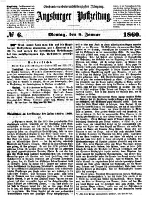 Augsburger Postzeitung Montag 9. Januar 1860