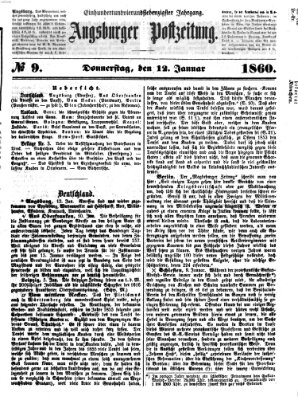 Augsburger Postzeitung Donnerstag 12. Januar 1860