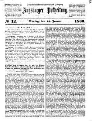 Augsburger Postzeitung Montag 16. Januar 1860