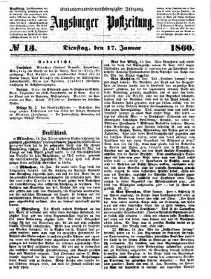 Augsburger Postzeitung Dienstag 17. Januar 1860