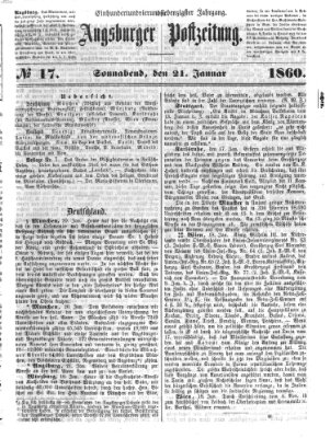 Augsburger Postzeitung Samstag 21. Januar 1860