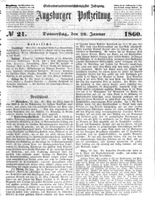 Augsburger Postzeitung Donnerstag 26. Januar 1860