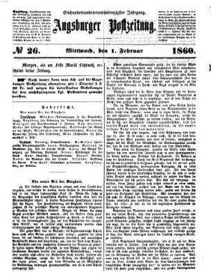 Augsburger Postzeitung Mittwoch 1. Februar 1860