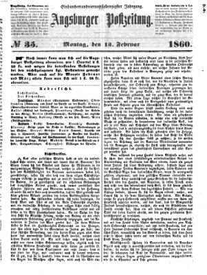 Augsburger Postzeitung Montag 13. Februar 1860