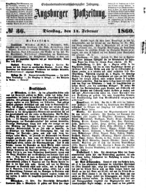 Augsburger Postzeitung Dienstag 14. Februar 1860