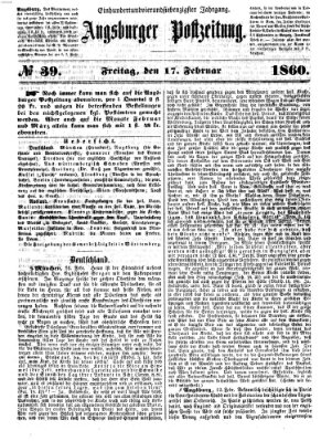 Augsburger Postzeitung Freitag 17. Februar 1860