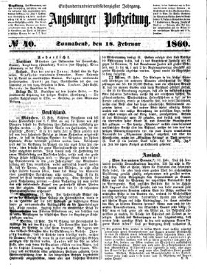 Augsburger Postzeitung Samstag 18. Februar 1860