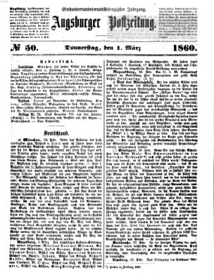 Augsburger Postzeitung Donnerstag 1. März 1860