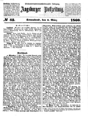 Augsburger Postzeitung Samstag 3. März 1860