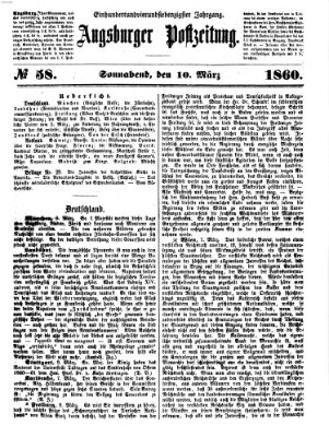 Augsburger Postzeitung Samstag 10. März 1860