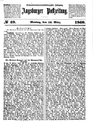 Augsburger Postzeitung Montag 12. März 1860