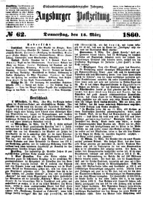 Augsburger Postzeitung Donnerstag 15. März 1860