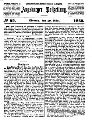 Augsburger Postzeitung Montag 19. März 1860