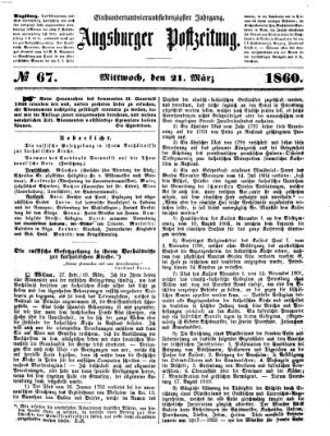 Augsburger Postzeitung Mittwoch 21. März 1860