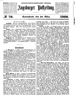 Augsburger Postzeitung Samstag 24. März 1860