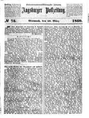 Augsburger Postzeitung Mittwoch 28. März 1860