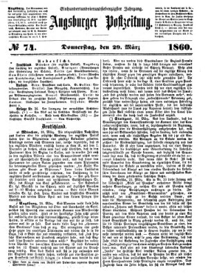 Augsburger Postzeitung Donnerstag 29. März 1860