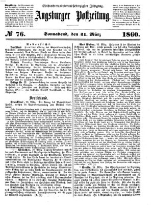 Augsburger Postzeitung Samstag 31. März 1860