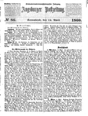 Augsburger Postzeitung Samstag 14. April 1860