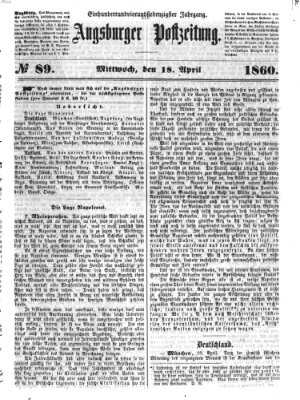 Augsburger Postzeitung Mittwoch 18. April 1860