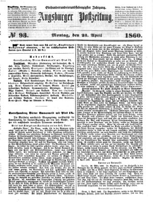 Augsburger Postzeitung Montag 23. April 1860