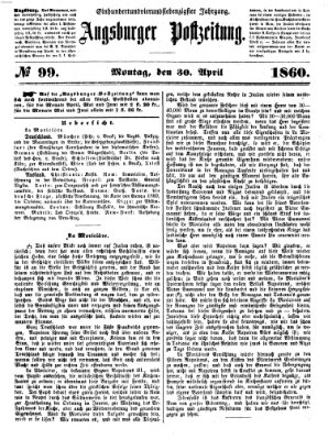 Augsburger Postzeitung Montag 30. April 1860