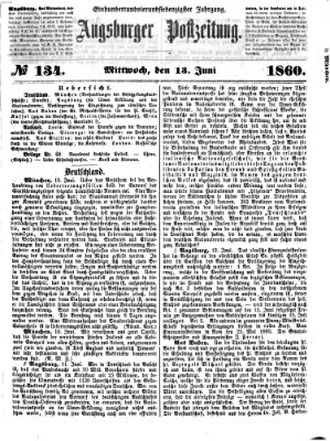 Augsburger Postzeitung Mittwoch 13. Juni 1860