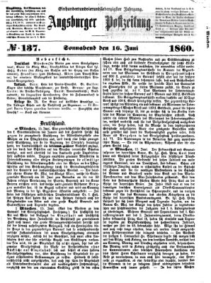 Augsburger Postzeitung Samstag 16. Juni 1860