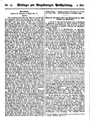 Augsburger Postzeitung Samstag 4. Februar 1860