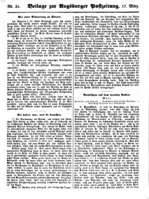 Augsburger Postzeitung Samstag 17. März 1860