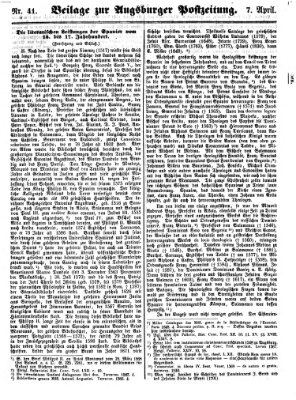 Augsburger Postzeitung Samstag 7. April 1860