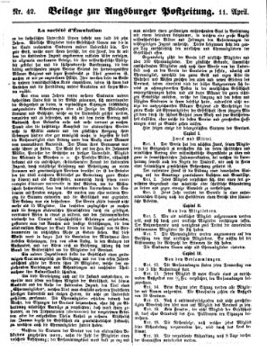 Augsburger Postzeitung Mittwoch 11. April 1860