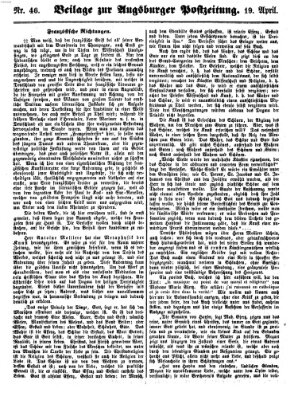 Augsburger Postzeitung Donnerstag 19. April 1860